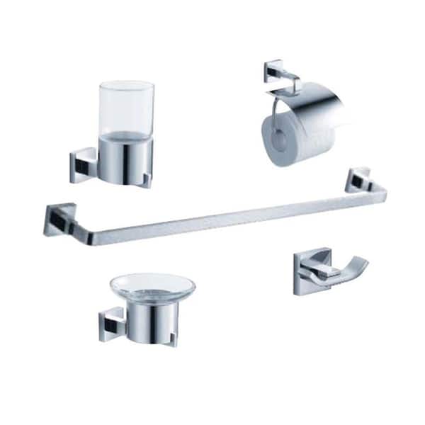 Fresca Glorioso Bath Suite with 24 in. Towel Bar, Soap Dish, Tumbler Holder, Toilet Paper Holder, and Robe Hook