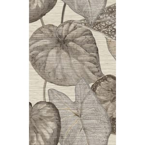 Tropical Leaves White and Gray Non-Woven Paste the Wall Textured Wallpaper 57 sq. ft.