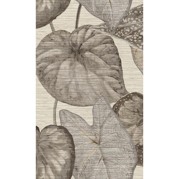 Walls Republic Tropical Leaves White and Gray Non-Woven Paste the Wall Textured Wallpaper 57 sq. ft.