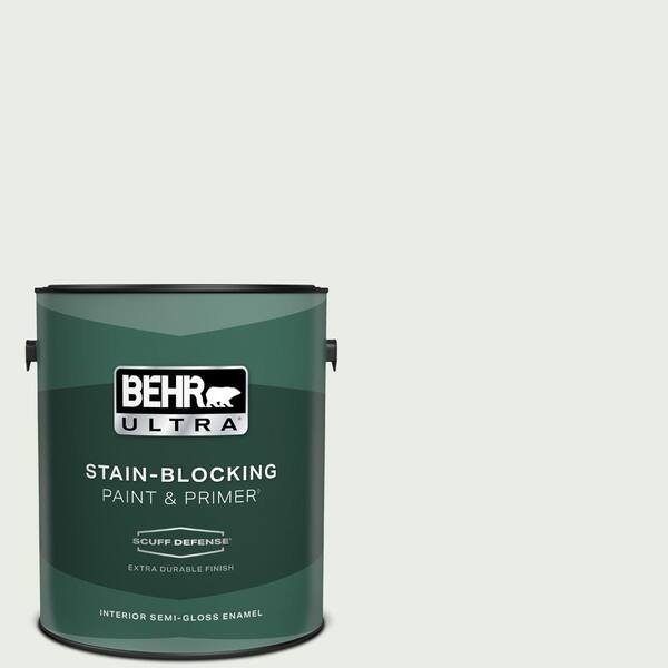 BEHR ULTRA 1 gal. #N410-1 Silence Extra Durable Semi-Gloss Enamel Interior Paint & Primer