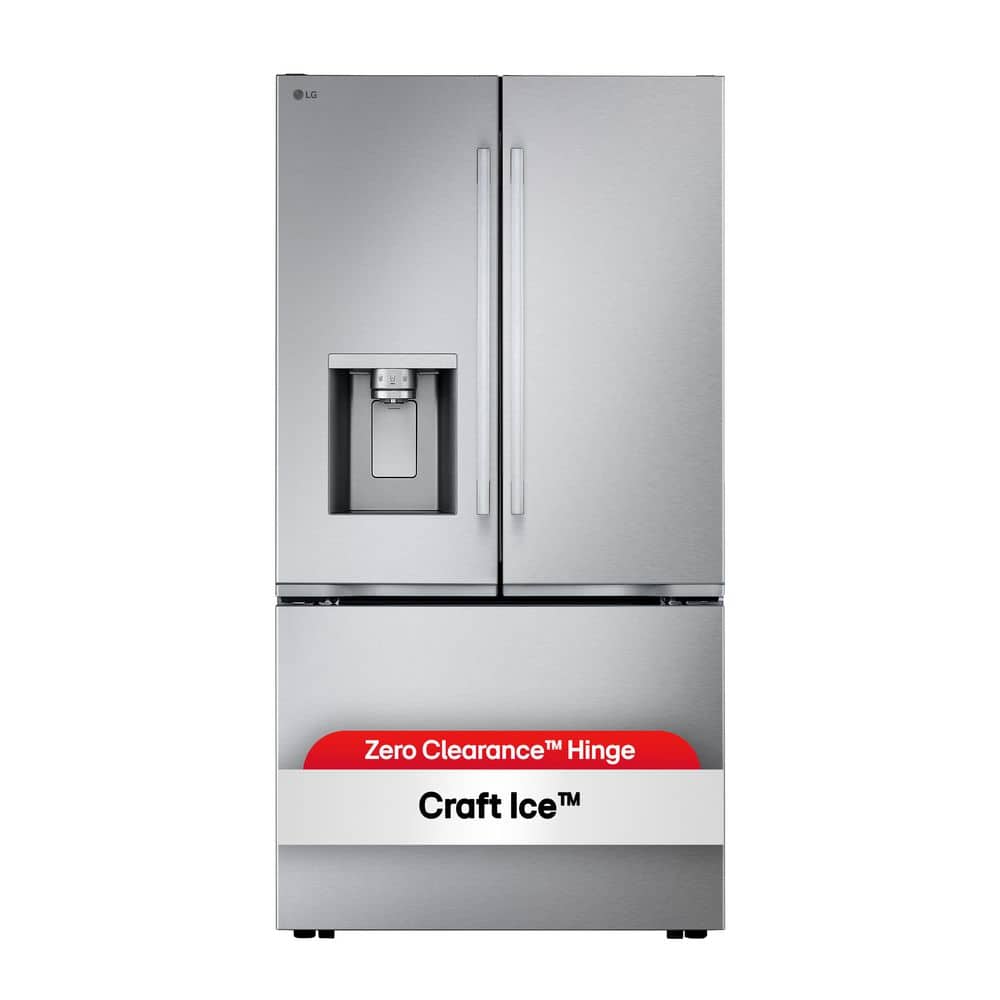 LG 24 cu. ft. Counter Depth MAX Zero Clearance 3-Door French Door Refrigerator with Craft Ice in PrintProof Stainless Steel