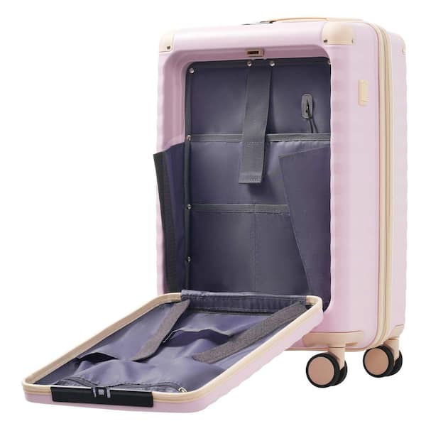 5-Piece Pink Hardside Luggage Set w/ Spinner Wheels TSA Lock USB Port Cup Holder Duffel Bag & Toiletry Bag