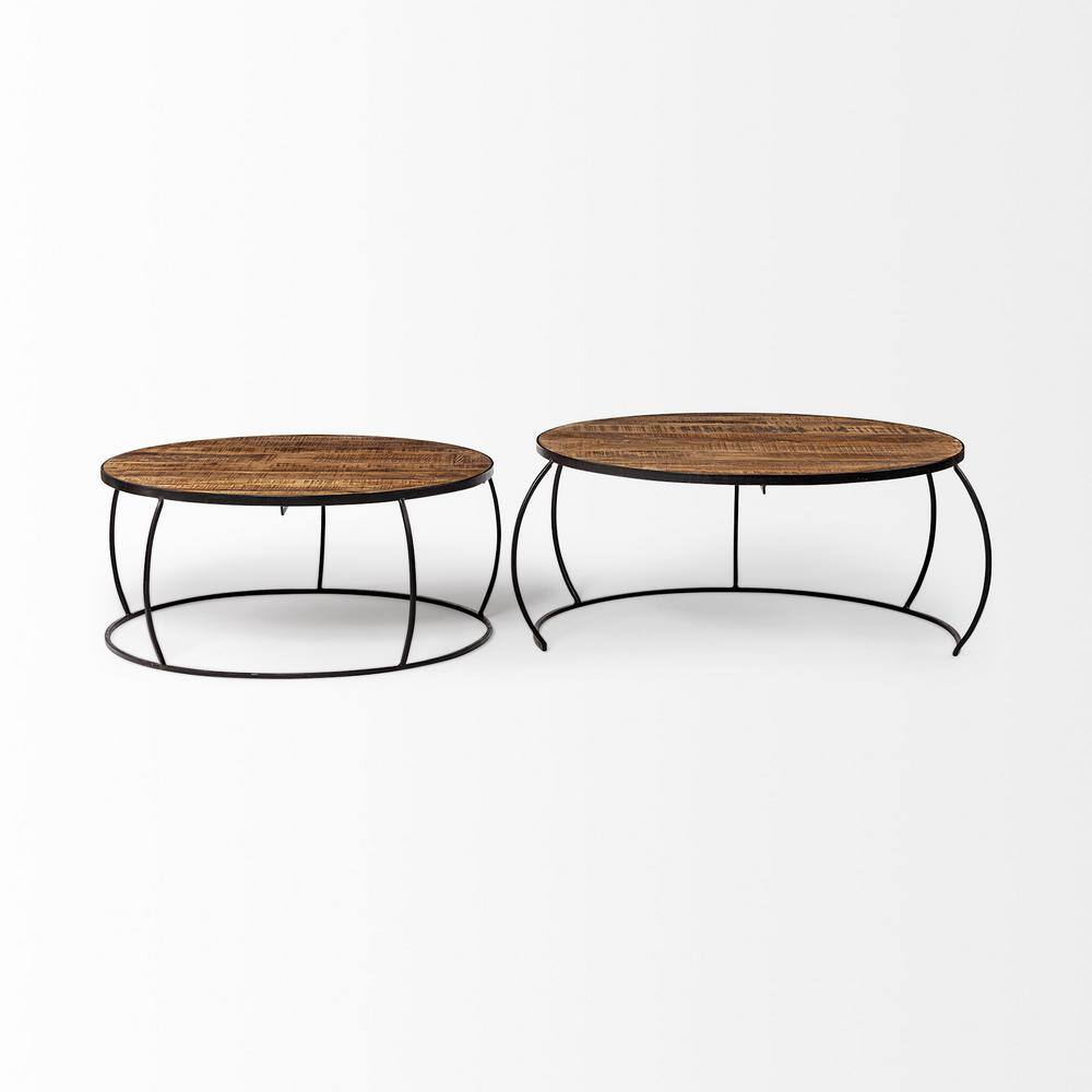 Clapp Round Dark Brown Wood Nesting Coffee Tables Set