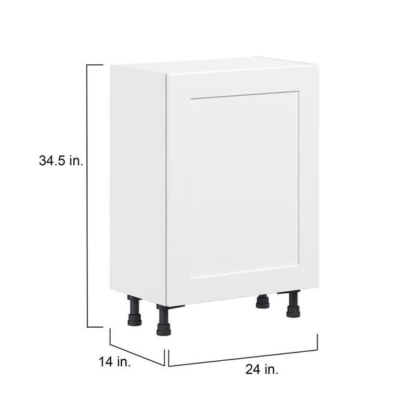 J COLLECTION Wallace Painted Warm White Shaker Assembled Shallow Base Kitchen Cabinet with Door (24 in. W x 34.5 in. H x 14 in. D)