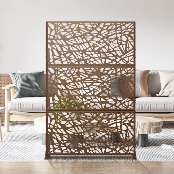 72 in. x 47 in. Brown Outdoor Metal Galvanized Privacy Screen Fence Garden Panels