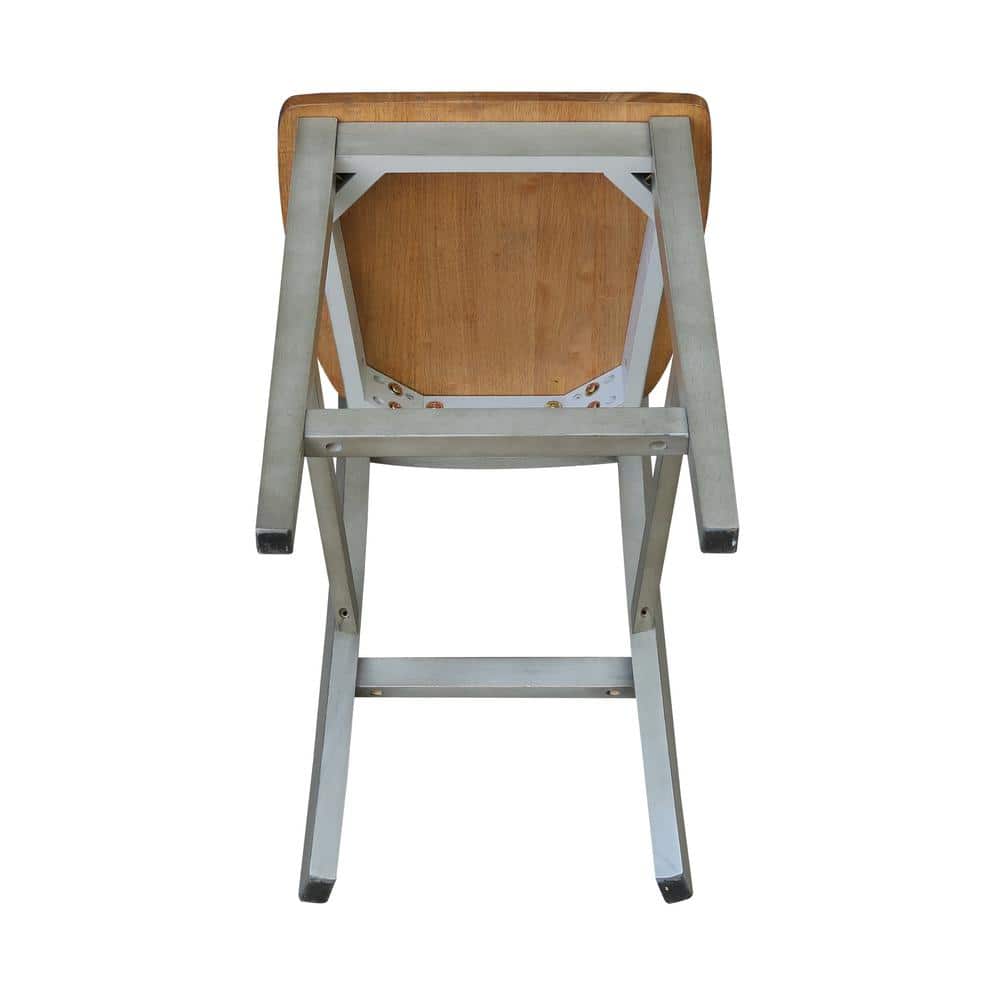Distressed Hickory and Stone 24" Solid Wood Counter Stool