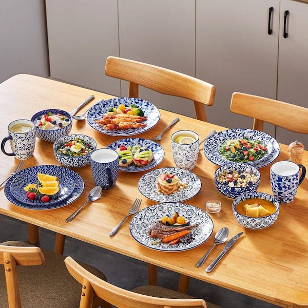 vancasso 16-Piece Blue Porcelain Dinnerware Set Service for 4