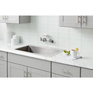 2-Handle Wall-Mount Kitchen Faucet with Soap Dish in Chrome