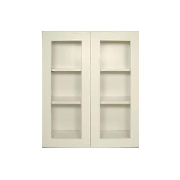 HOMLUX 30 in. W x 12 in. D x 36 in. H in Antique White Ready to Assemble Wall Kitchen Cabinet with No Glasses