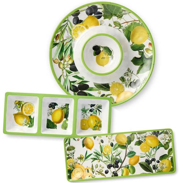 Limone 14.5 in. Multi-Colored Melamine 3-Piece Platter Set