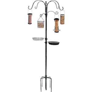 Ashman Deluxe Premium Bird Feeding Station, 22 in. W x 91 in. Tall (82 in. Above Ground) with 4 Hooks and 4 Bird Feeders