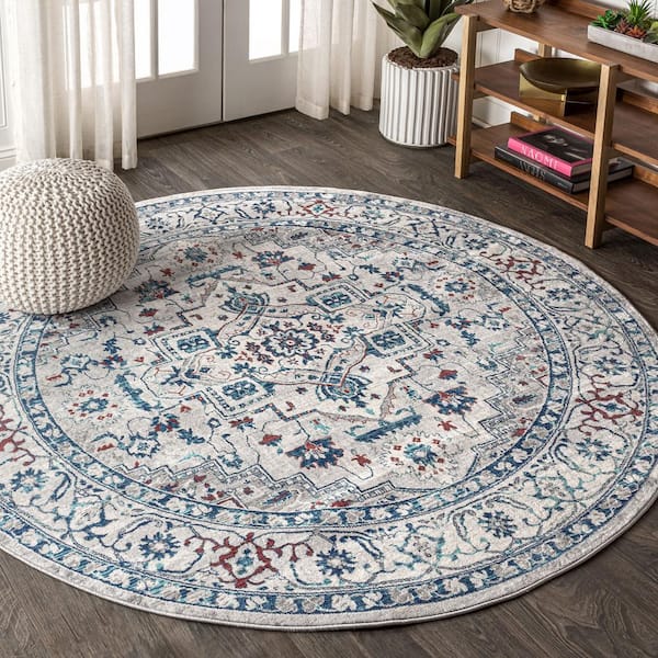 JONATHAN Y Modern Persian Vintage Medallion Light Grey/Blue 5 ft. Round ...