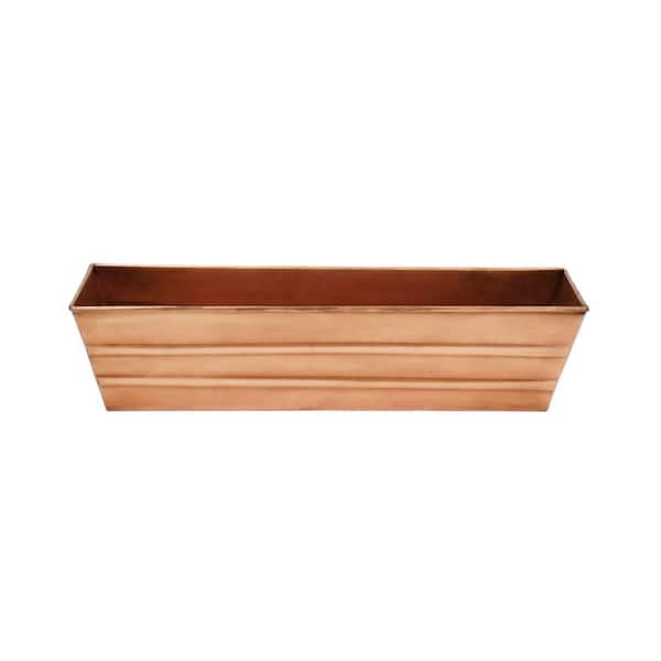 Small Galvanized Steel Flower Box Planter 22 in. Wide Copper Plated
