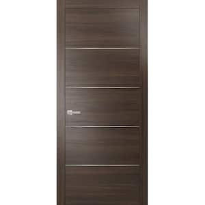 0020 18 in. x 96 in. Flush No Bore Chocolate Ash Finished Pine Wood Interior Door Slab with Hardware Included