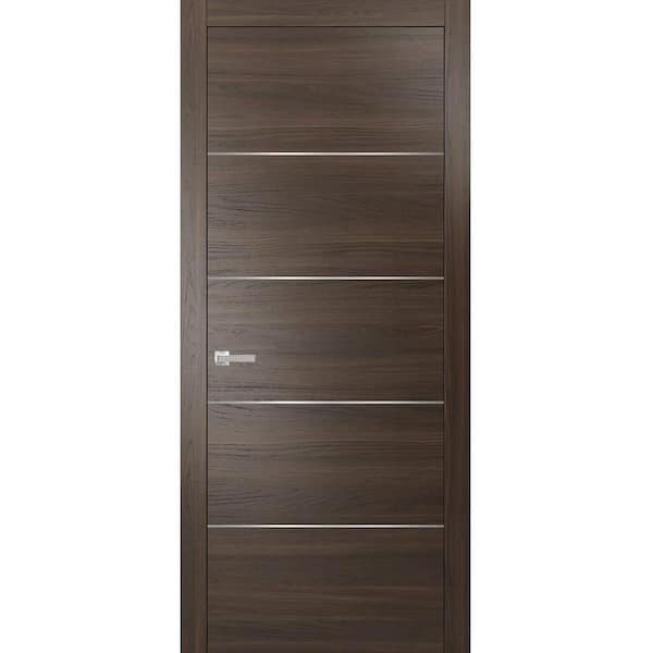 Sartodoors 0020 24 in. x 80 in. Flush No Bore Chocolate Ash Finished Pine Wood Interior Door Slab with Hardware Included