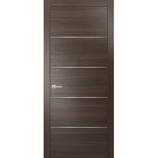 Sartodoors 0020 30 in. x 80 in. Flush No Bore Chocolate Ash Finished ...