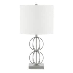 Railford 23 in. 1-Light Pewter Indoor Geometric Metal Table Lamp with Fabric Lamp Shade