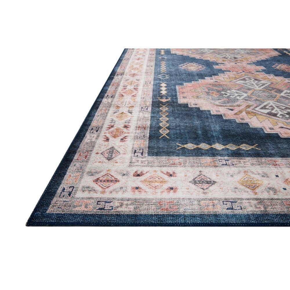 Heidi Denim Blush Medallion 3'6" x 5'6" Stain-Resistant Area Rug