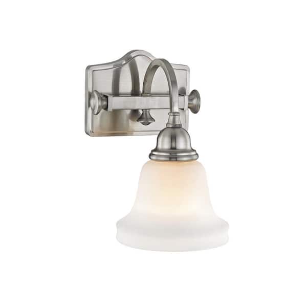 Fifth and Main Lighting Hartley 1-Light Satin Nickel with Opal Glass ...