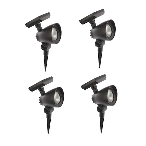 55 Lumens Black LED Outdoor Solar Spotlight with Adjustable Head (4-Pack)