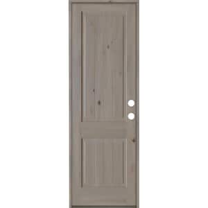 30 in. x 96 in. Rustic Knotty Alder Square Top V-Grooved Left-Hand/Inswing Grey Stain Wood Prehung Front Door