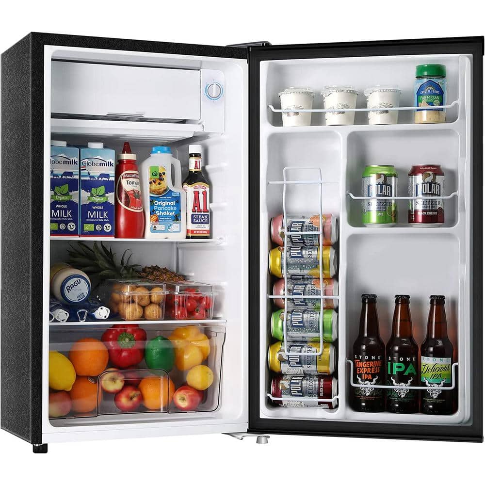 18.7 in. 3.2 Cu. ft. Mini Refrigerator in Black with Freezer, Reversible Door and 5-level Thermostatic Control