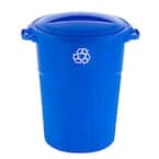 32 Gal. Outdoor Trash Can Recycling in Blue