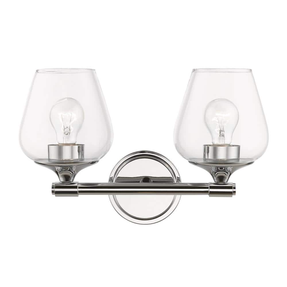 Willow Polished Chrome 2-Light Vanity Sconce with Clear Glass
