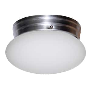Dash 10 in. 1-Light CFL Brushed Nickel Flush Mount Ceiling Light Fixture with Opal Glass
