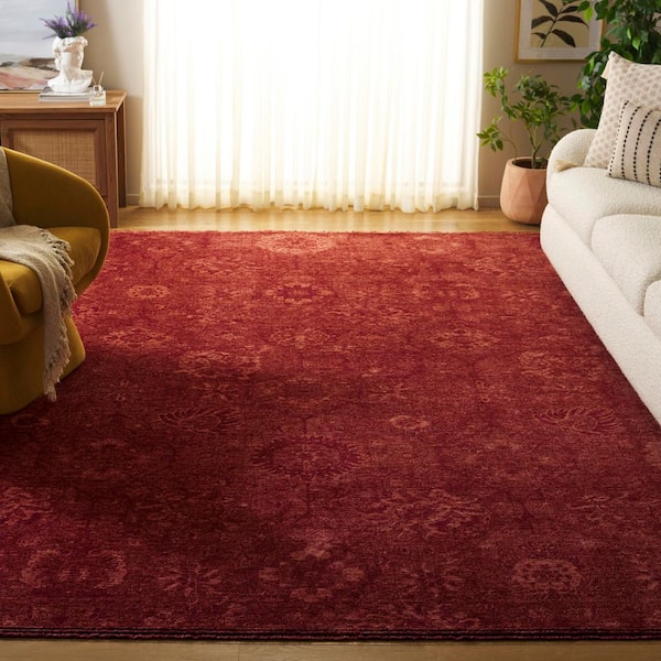 Vintage Overdye 10 ft. x 13 ft. Red Solid Floral Area Rug