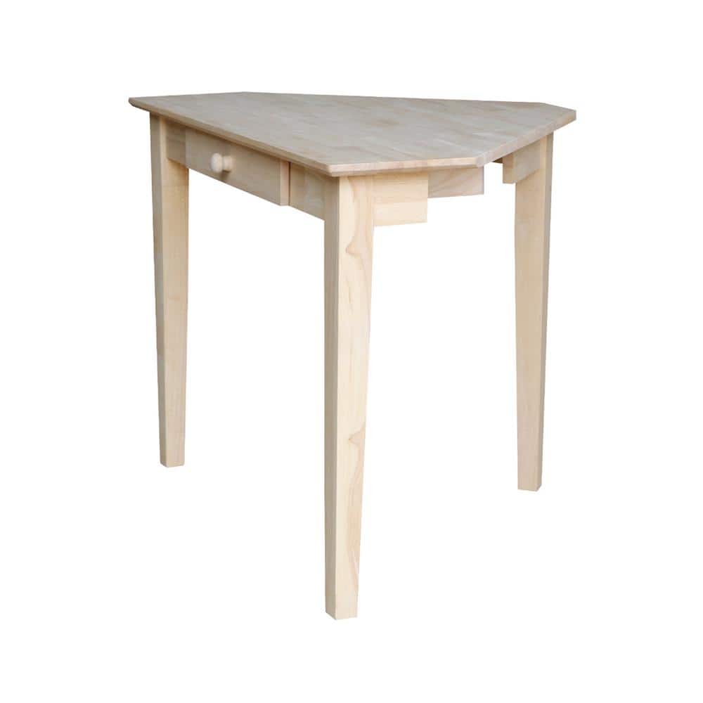 Unfinished Natural Wood Corner Desk with Drawer