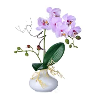 15 in. Lavender Artificial Orchid Flower in Pot