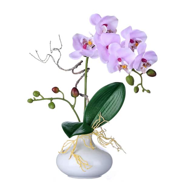 Regency International 15 in. Lavender Artificial Orchid Flower in Pot