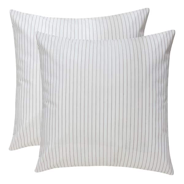 LEVTEX HOME Enzo Grey, White Stripe Cotton Euro Sham (Set of 2)