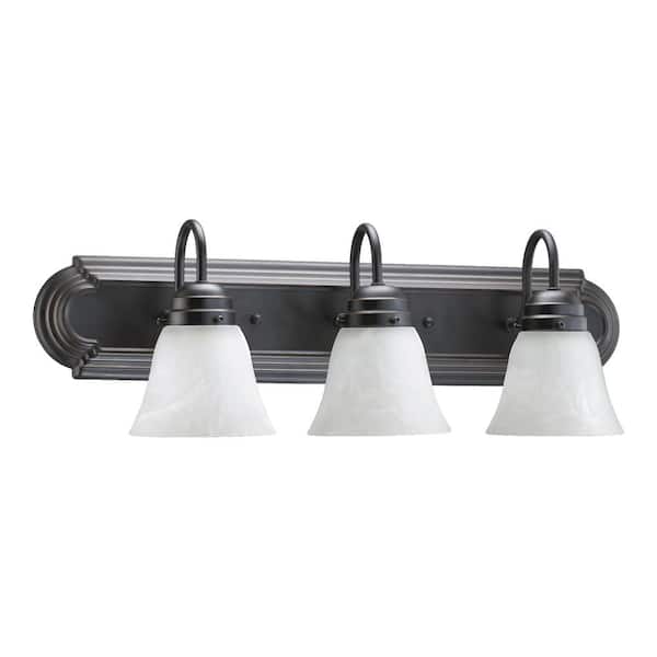 Quorum INTERNATIONAL Traditional 24 in. W 3-Lights Old World Vanity Light with Faux Alabaster Glass