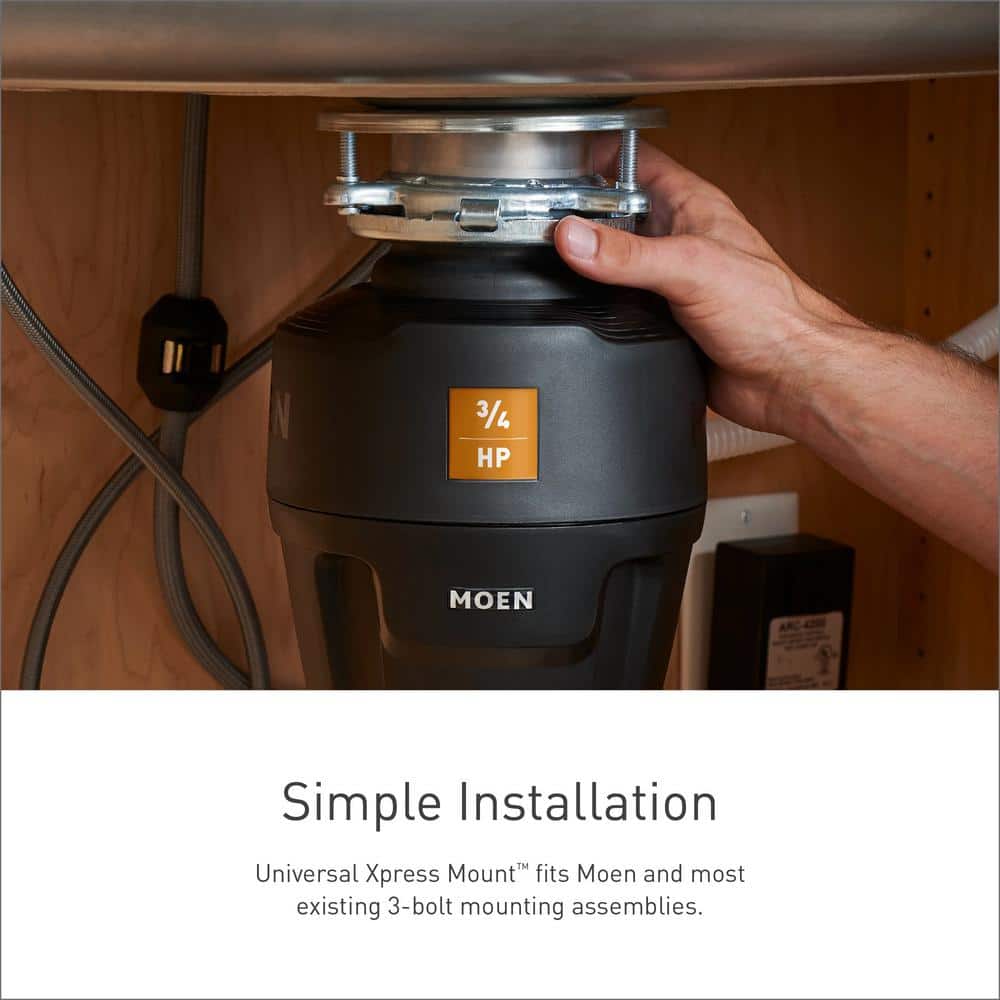 Moen Chef Series 1 HP Continuous Feed Garbage Disposal with LED Lighting