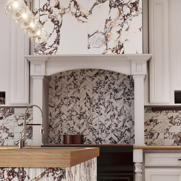 Touche Chevron Rubis 12 in. x 12 in. Porcelain Floor and Wall Mosaic Tile (1.02 sq. ft. /Each)