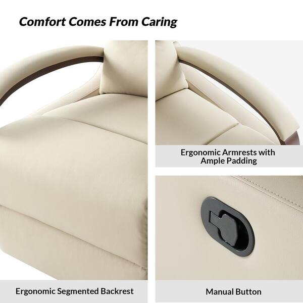 JAYDEN CREATION Joseph Genuine BEIGE Leather Swivel Manual