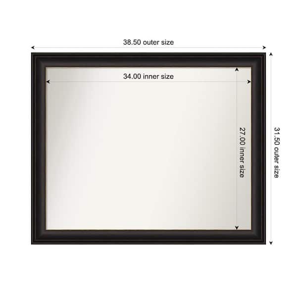 Amanti Art Trio Oil Rubbed Bronze 38.5 in. x 31.5 in. Custom Non-Beveled Recycled Polystyrene Framed Bathroom Vanity Wall Mirror