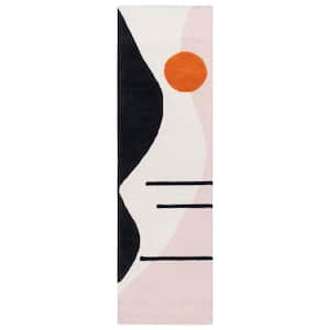 Rodeo Drive Blush/Black 2 ft. x 8 ft. Abstract Runner Rug