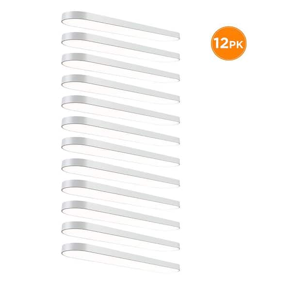 12-Pack 4 ft. x 10 in. LED Flush Mount Ceiling Light, Selectable CCT 2700K-5000K, Dimmable Low Profile 4000LM 55W, White