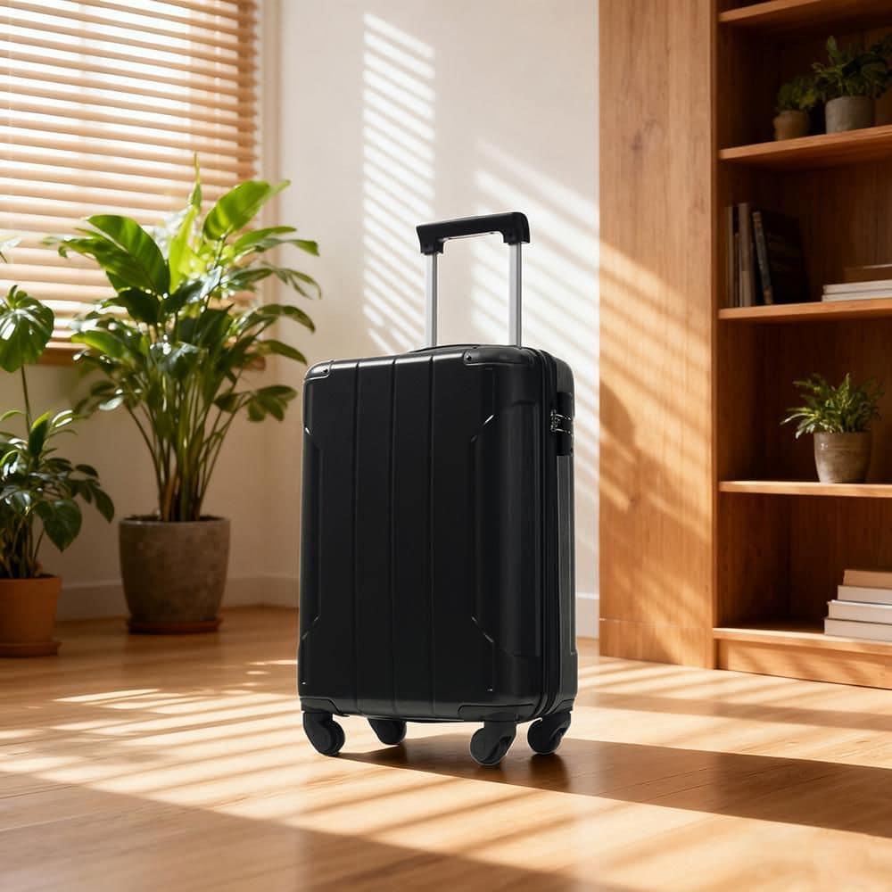 Merax 21.5 in. Black ABS Hardside Luggage Double Spinner Suitcase