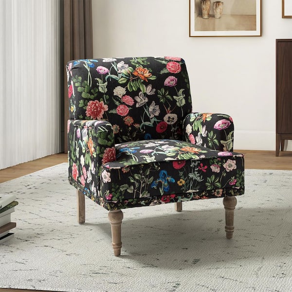 JAYDEN CREATION Venere Black Floral Patterns Armchair with