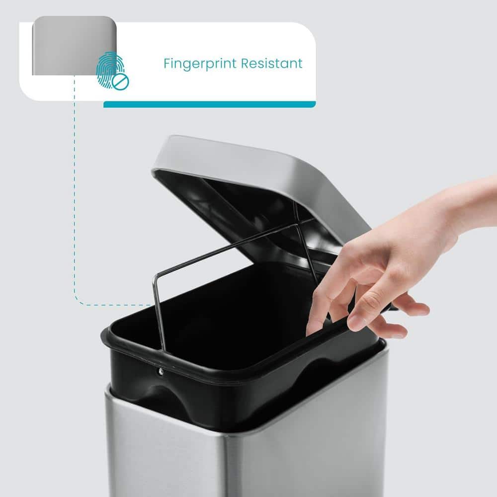 Slim Silver Stainless Steel 1.3 Gallon Step Trash Can