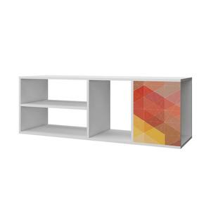 Minetta 46'' White, Red and Yellow Stamp Floating Entertainment Center