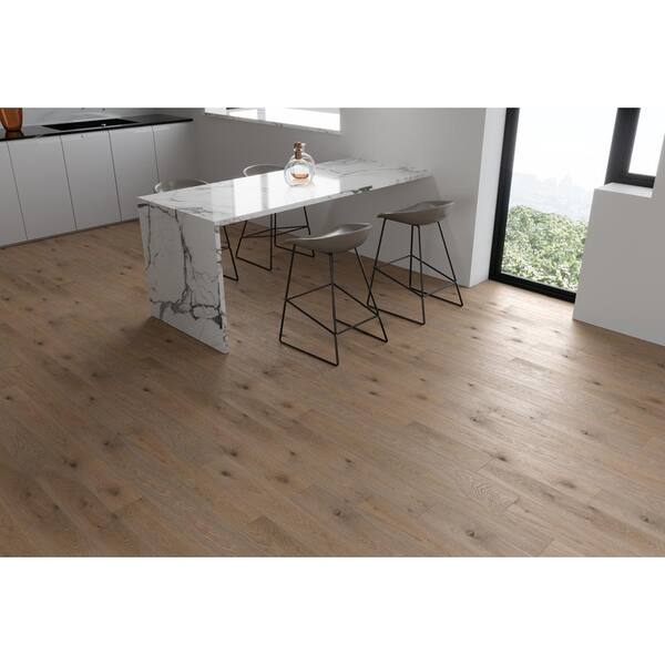 ACQUA FLOORS Mansfield Oak 1/4 in. T x 5 in. W Click Lock Wire Brushed Engineered Hardwood Flooring (16.68 sq.ft./case)