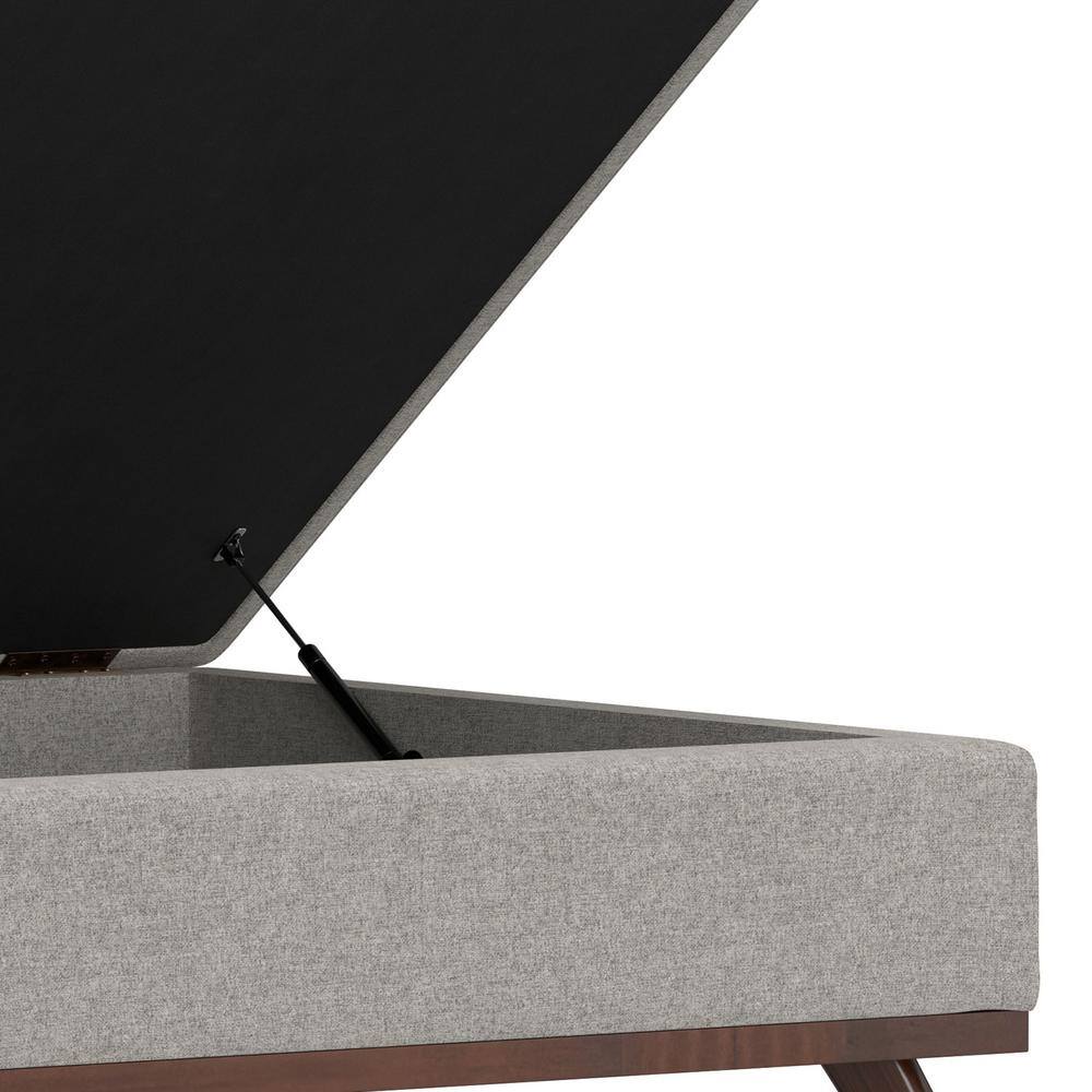 Cloud Gray Upholstered Storage Ottoman with Solid Wood Legs