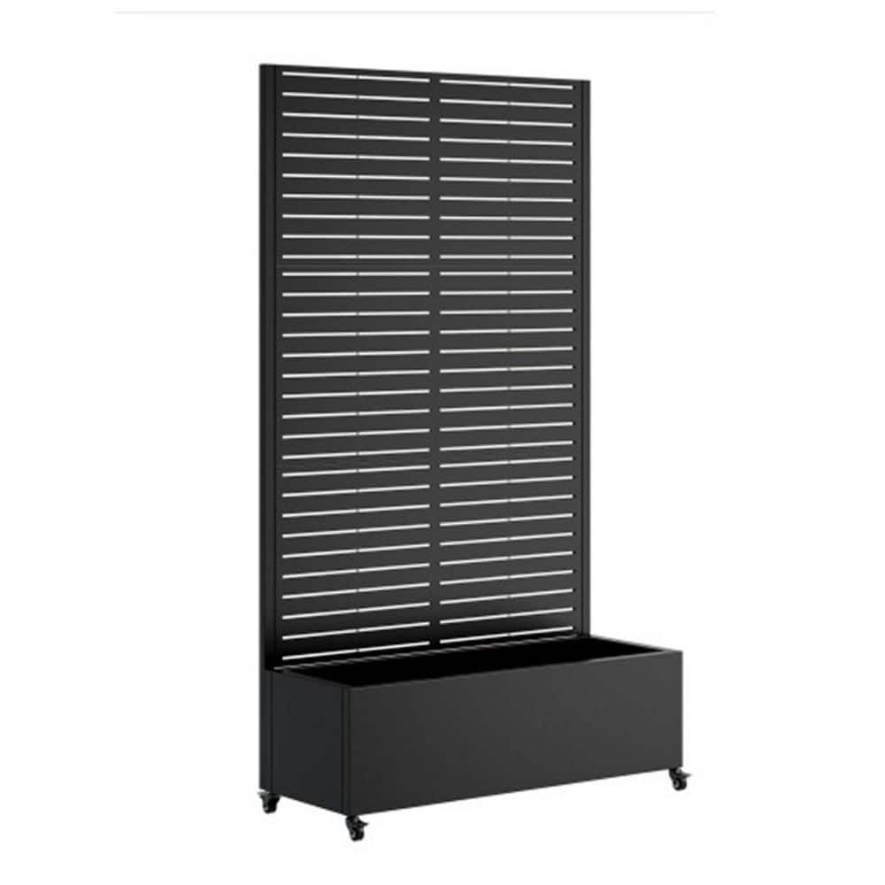 73.21 in. Metal Garden Planter Box with Trellis and Privacy Screen, Raised Bed, 4 Wheels for Climbing Plants, Vegetables price history on PriceWatchPro