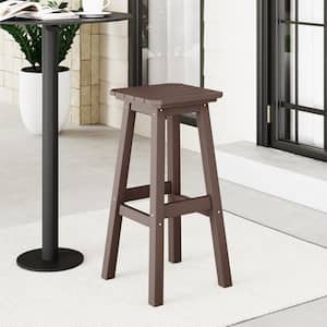 Laguna 29 in. HDPE Plastic All Weather Backless Square Seat Bar Height Outdoor Bar Stool in Dark Brown