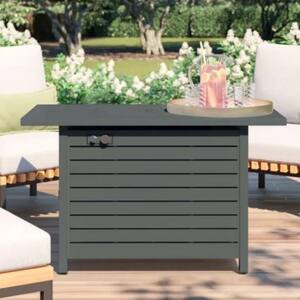 42 in. 50000 BTU Steel Outdoor Fire Pit Table with Lid for Garden Backyard, Gray